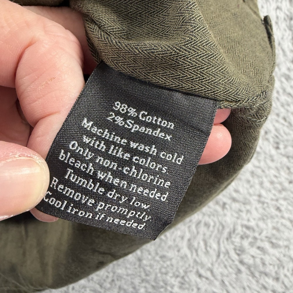 Rock Republic Shirt Mens XXL Stretch Olive Green Pockets Utility Herringbone - Picture 10 of 12